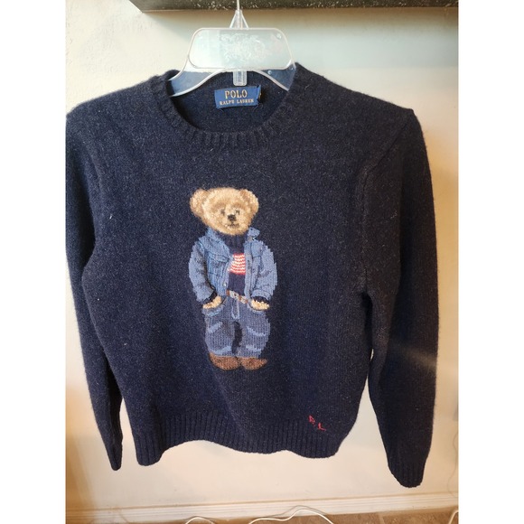 Polo Ralph Lauren Other - Polo Ralph Lauren Polo Bear Navy Knit Sweater Denim Outfit Flag RL Logotipo L